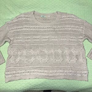 Kimchi Blue Crop Knit Crew Neck Sweater, Light Pink